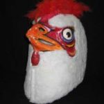 a white rooster mask